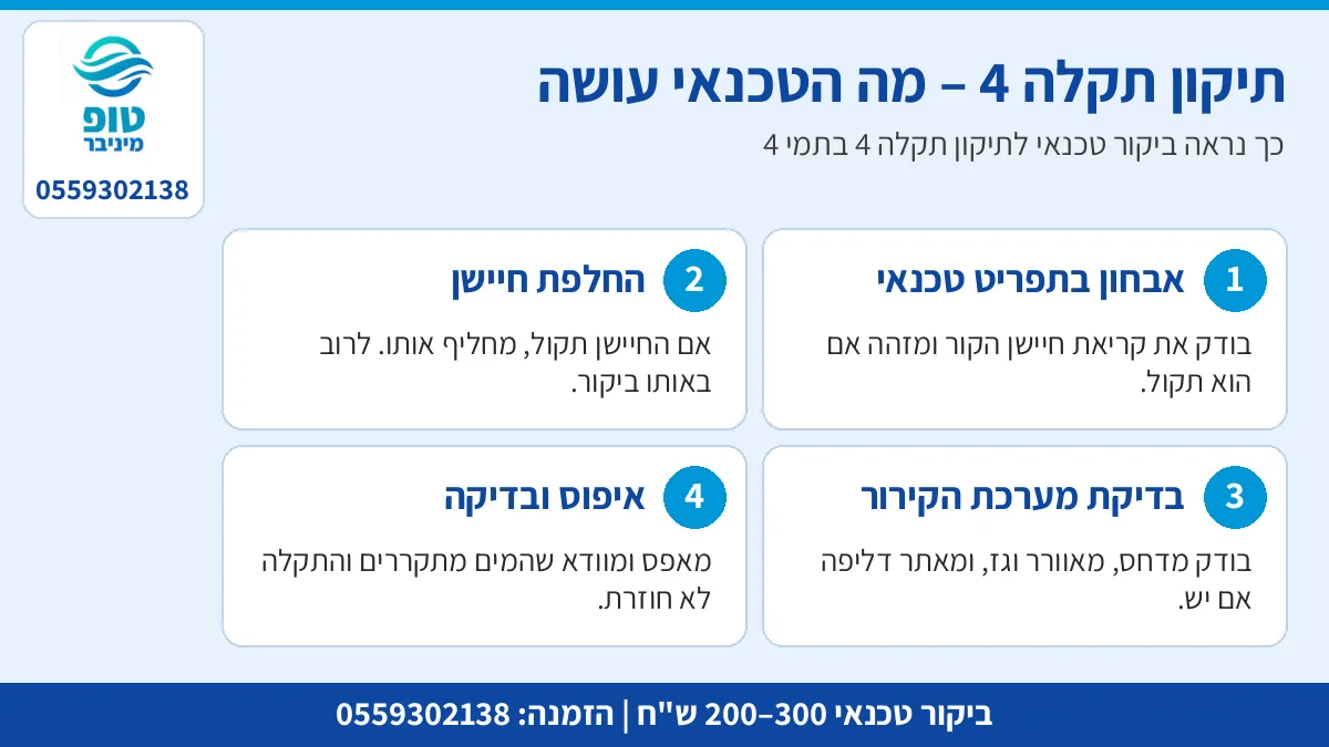 תיקון תקלה 4 בתמי 4: מה טכנאי תמי 4 עושה בביקור