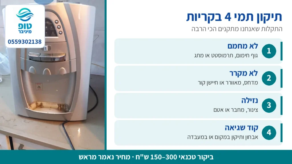 תקלות נפוצות שטכנאי תמי 4 מתקן בקריות