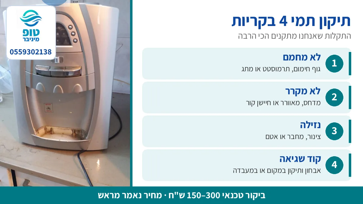 תקלות נפוצות שטכנאי תמי 4 מתקן בקריות