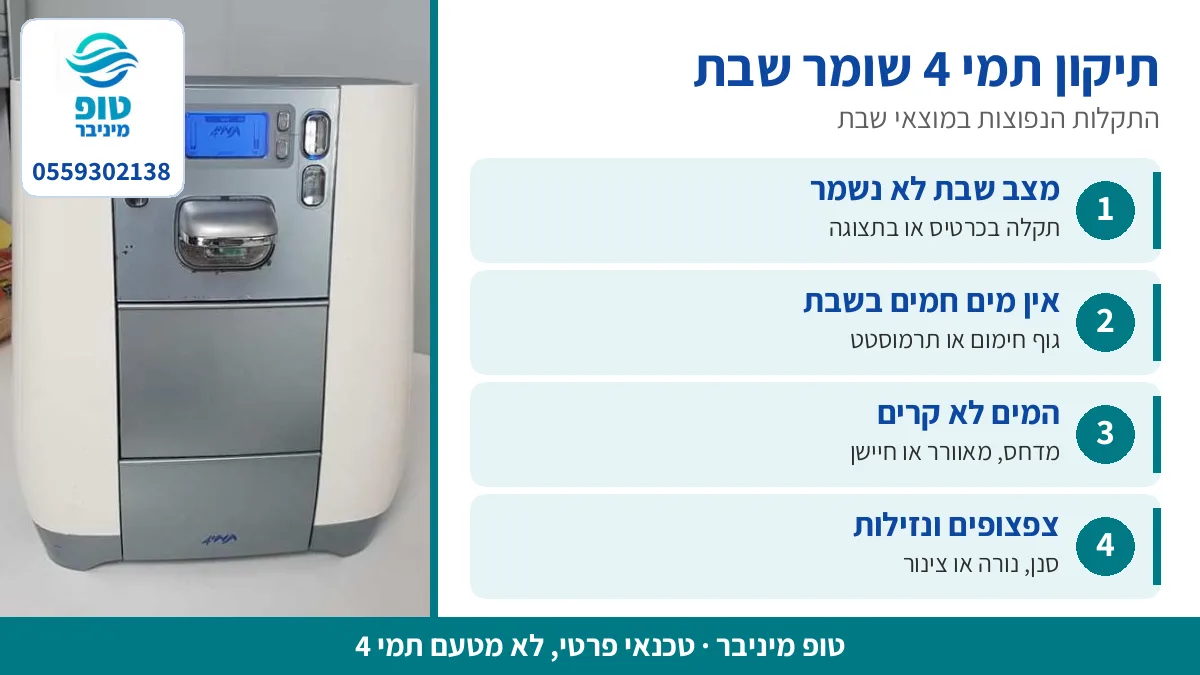 תקלות נפוצות בתמי 4 שומר שבת
